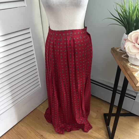 Vintage BAGATELLE Womens Skirt Red Geometric Bird Pattern Retro 80s *14 Tag (M) - Picture 1 of 12